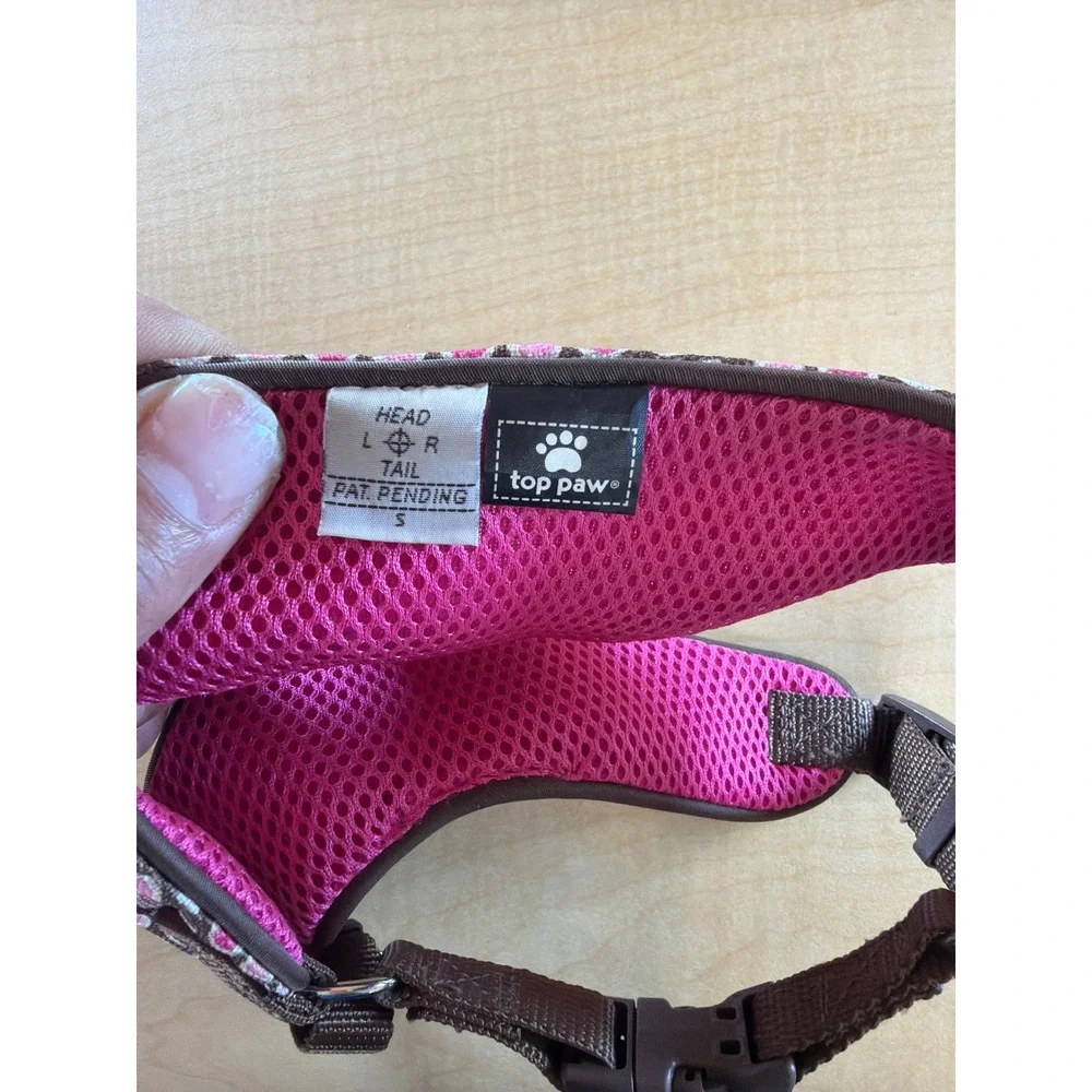 Top Paw‎ Pink Brown Polka Dot Mesh Padded Dog Harness Size Sm Step In Adjustable